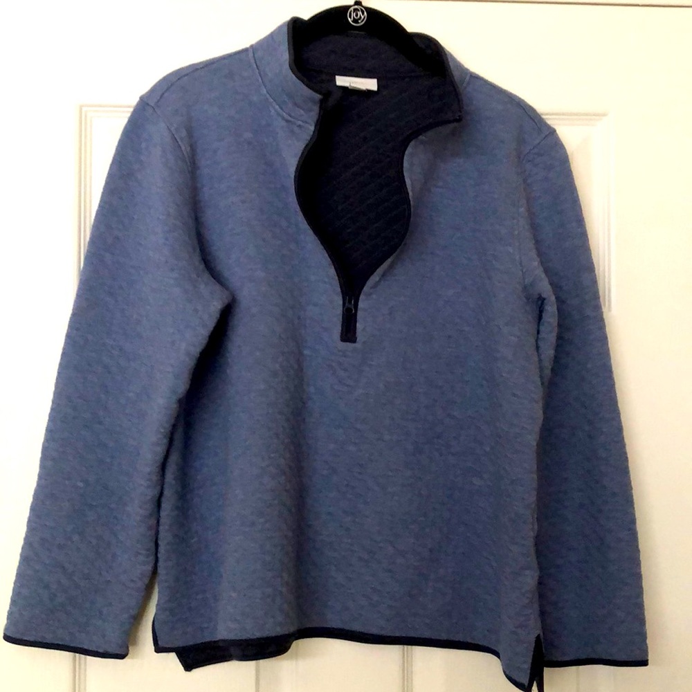 J. Jill Fit Blue Half Zip Quilted Pullover Sweater - Medium